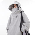 Loose High Collar Fleece Lined Hoodie