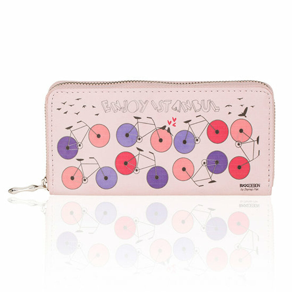 BiggDesign Bicycle Patterned Pink Wallet